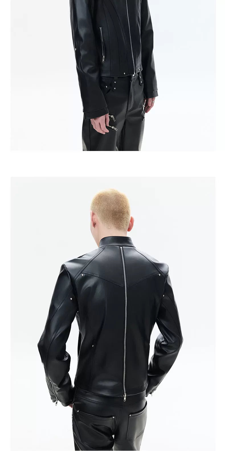 Men's Deconstructed Black Leather Biker Jacket