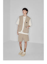 Plaid Multi-Pocket Elastic Waist Shorts