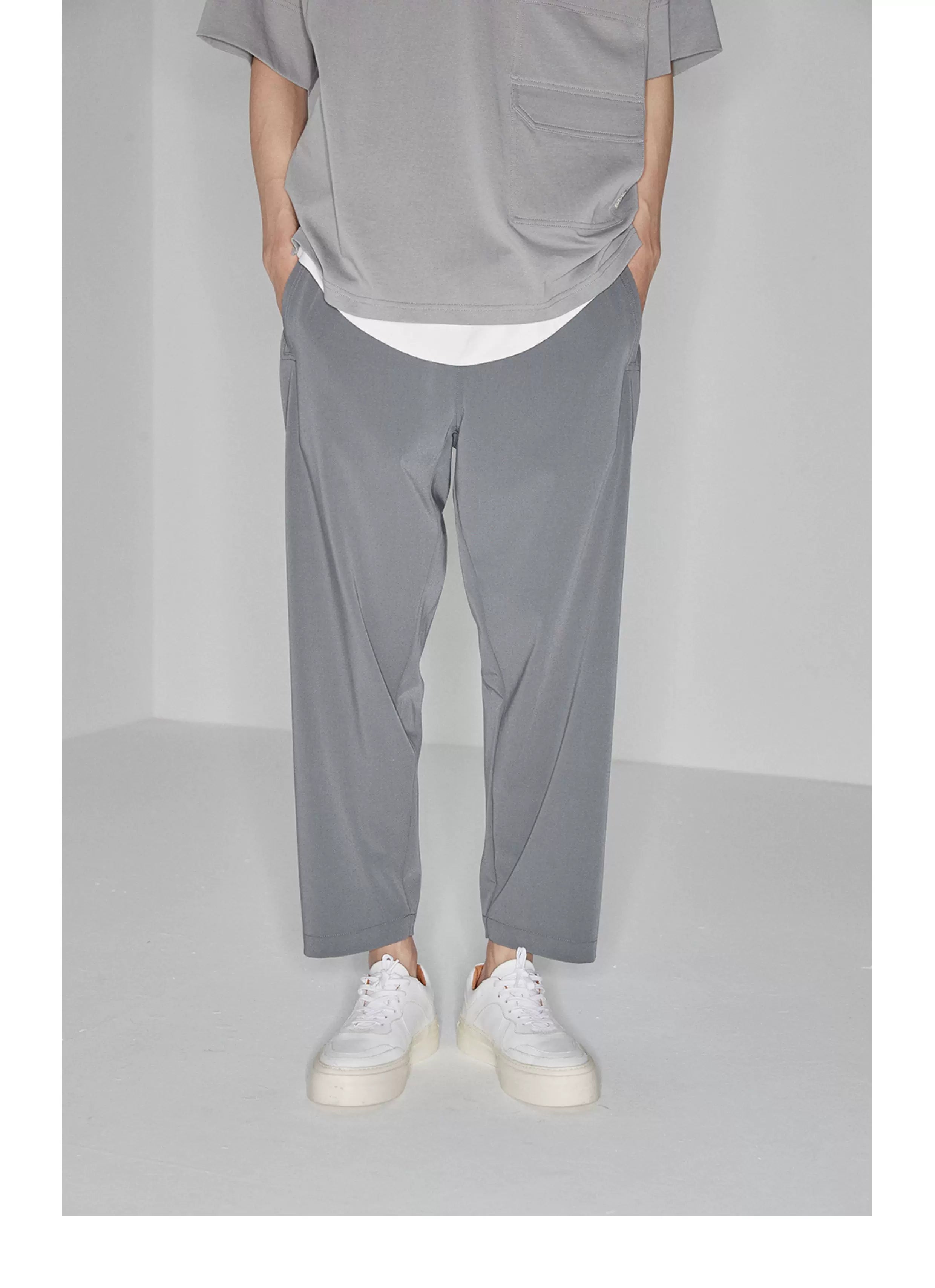 Drapey Stretchy Elastic Waist Cropped Pants