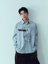 Retro Plaid Pinocchio Bear Print Shirt