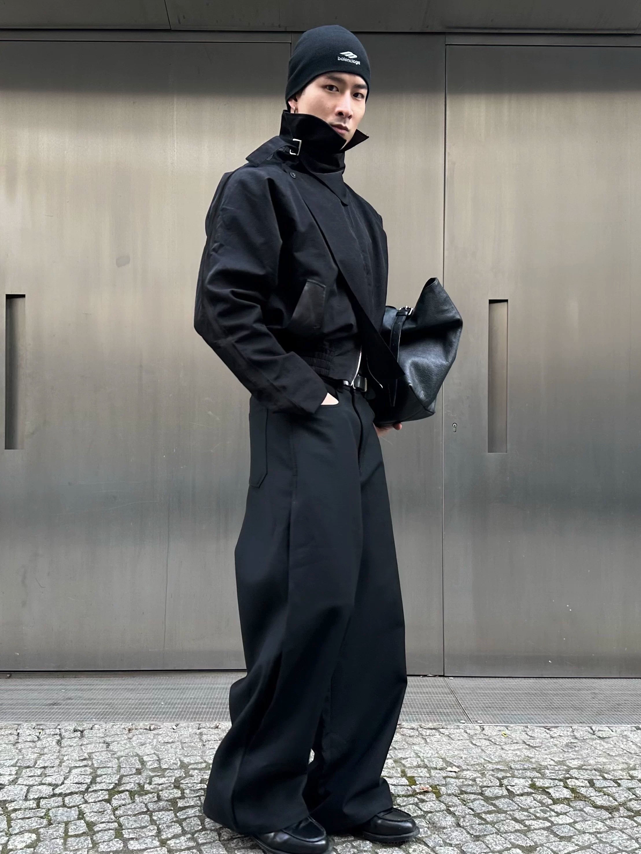 Black Gray Wide Leg Dress Pants