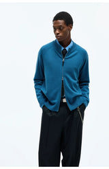 Merino Wool Cashmere Zip Crew Cardigan