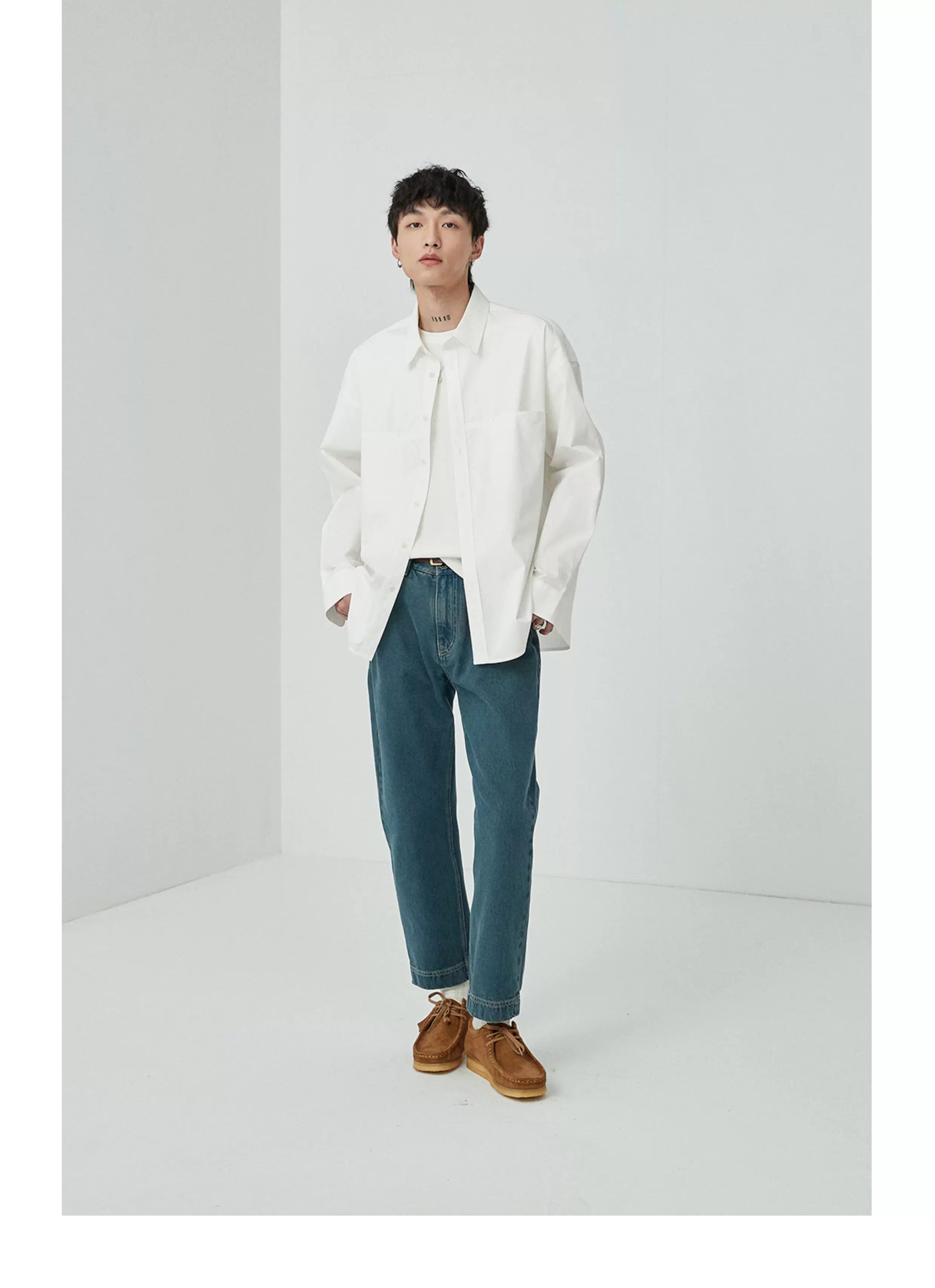 Split Pocket Basic Cotton Shirt