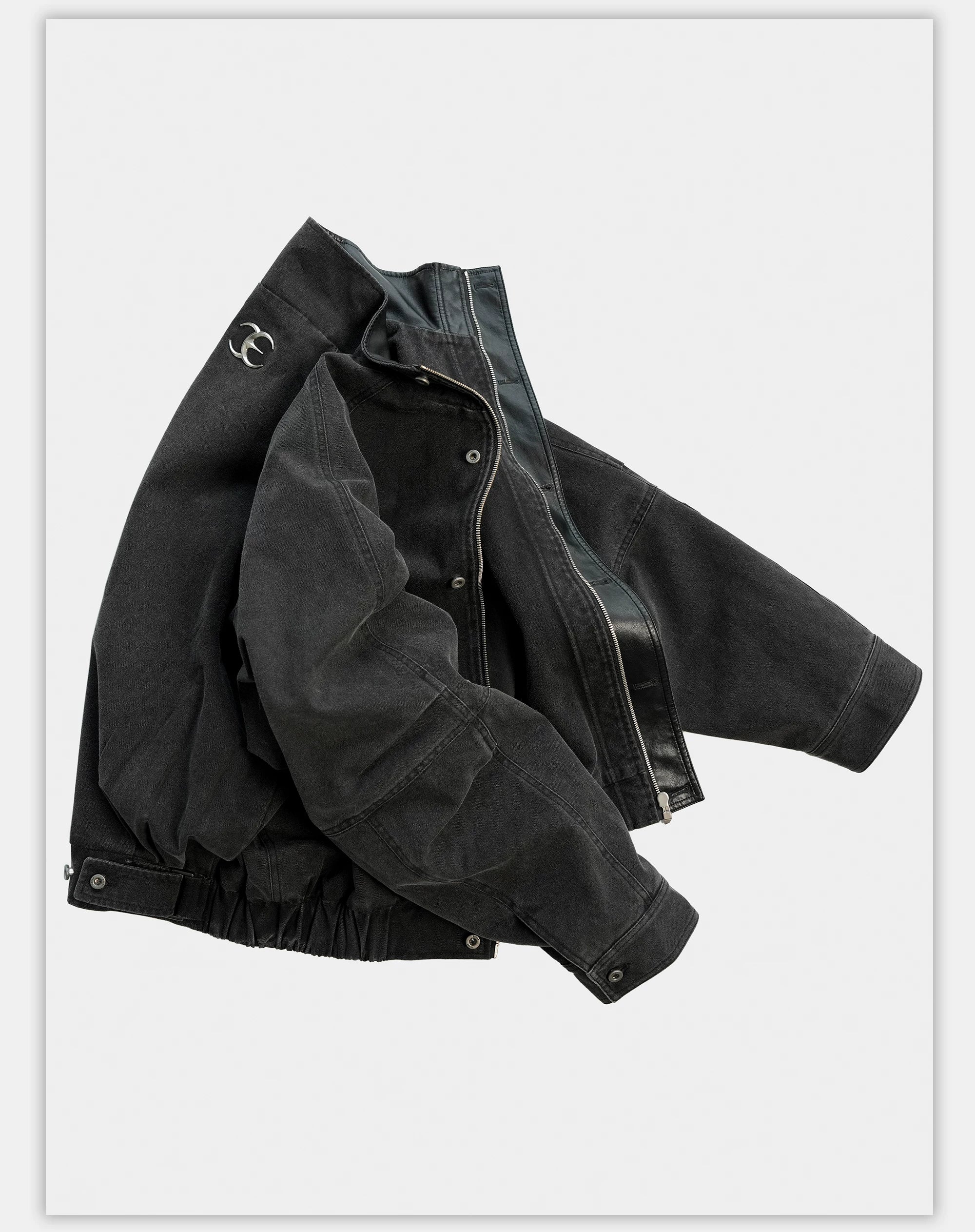 Loose Stand Collar Washed Canvas Coat