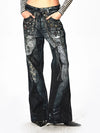 Digital Print Chain Lace Flared Pants