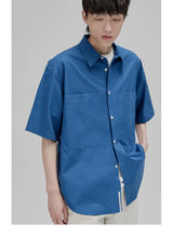 Short Sleeve Square Neck Cotton Shirt