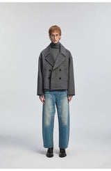 Curved Washed Denim Pants