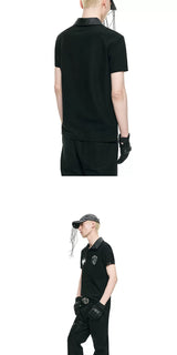 Biker Vintage Embroidered Leather Polo Shirts