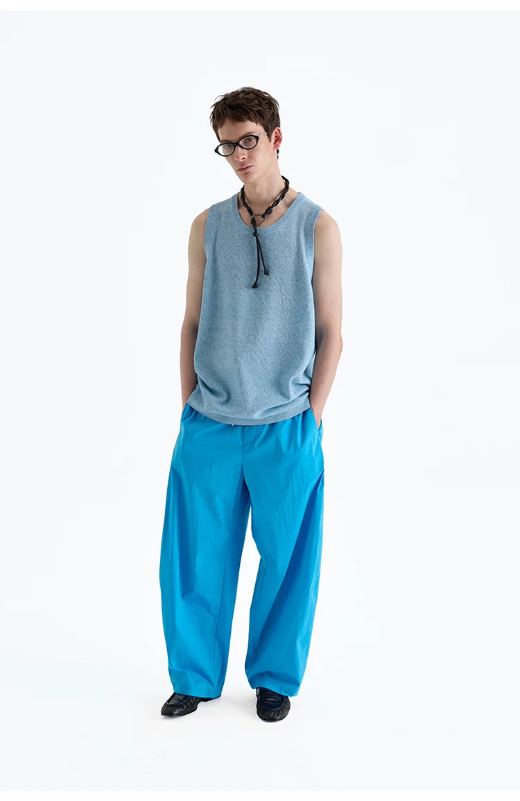 SUPIMA Nylon Drawstring Curved Casual Pants