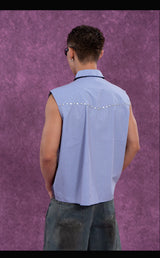Men's Plaid Striped Patchwork Rivet Vest