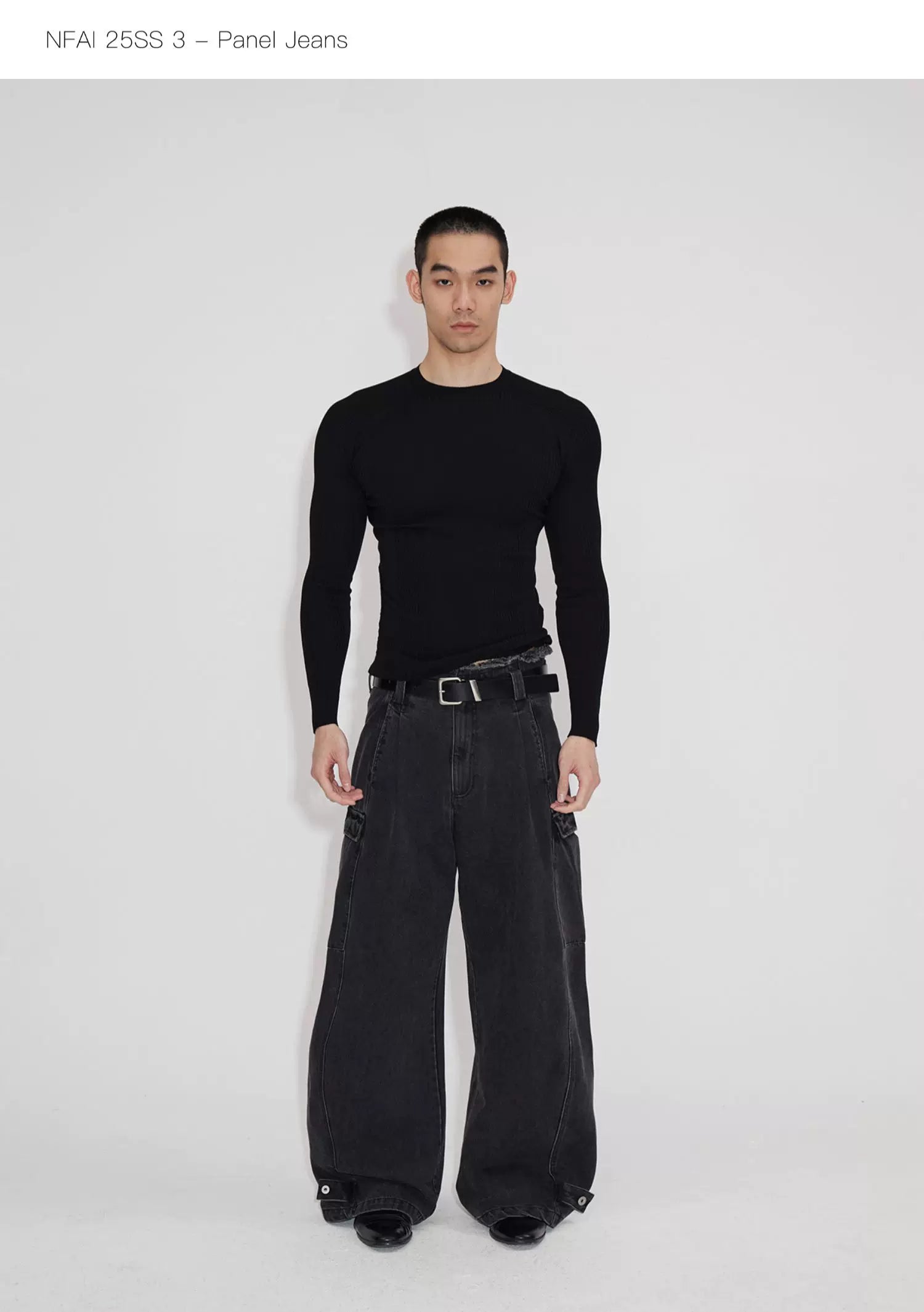 Three-Piece Raw Hem Curved Jeans