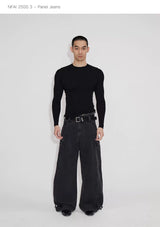 Three-Piece Raw Hem Curved Jeans