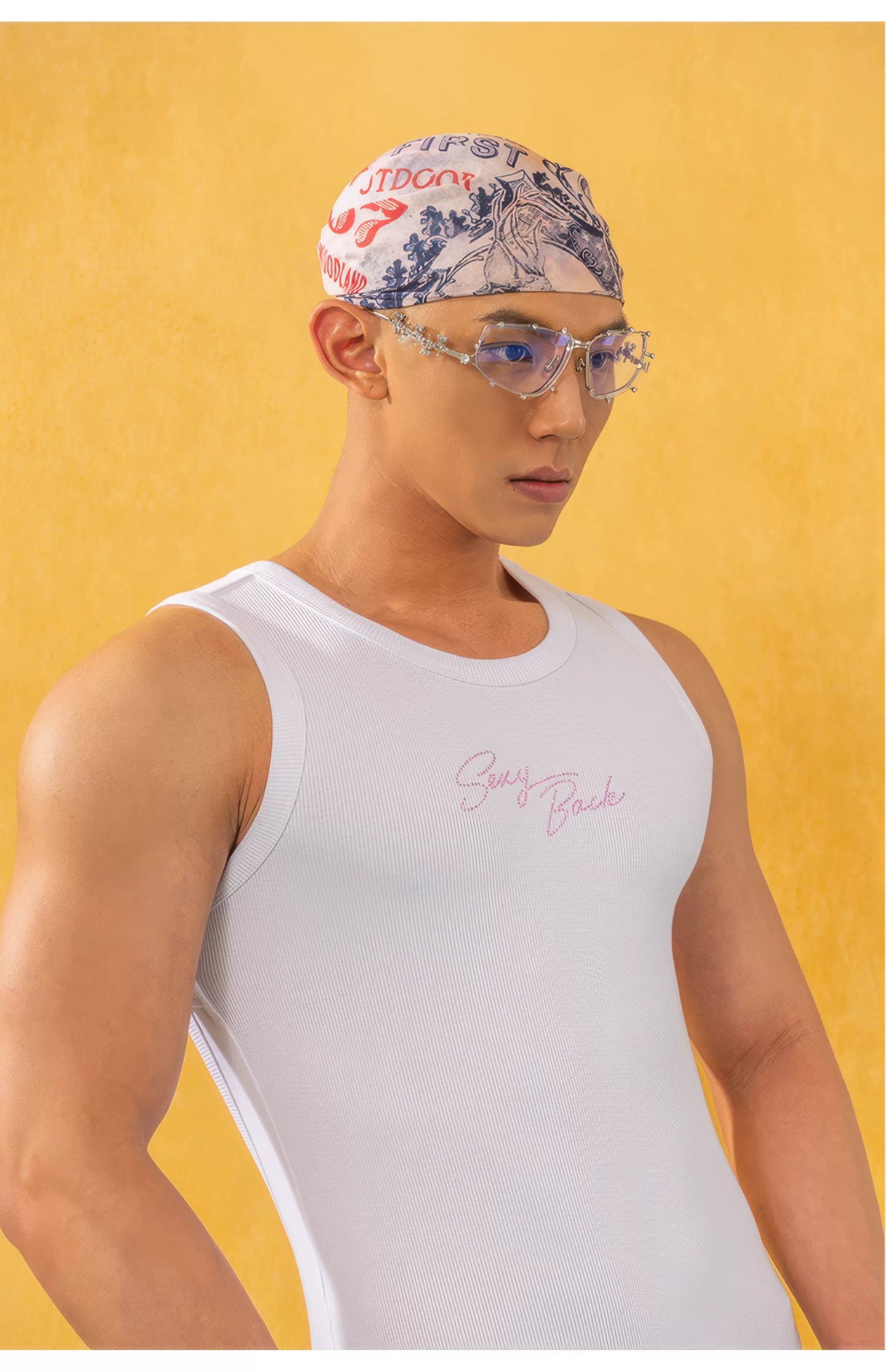 Unisex Bicolor Backless Sequin Tank Tops