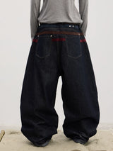American Raw Suede Paneled Curved Jeans
