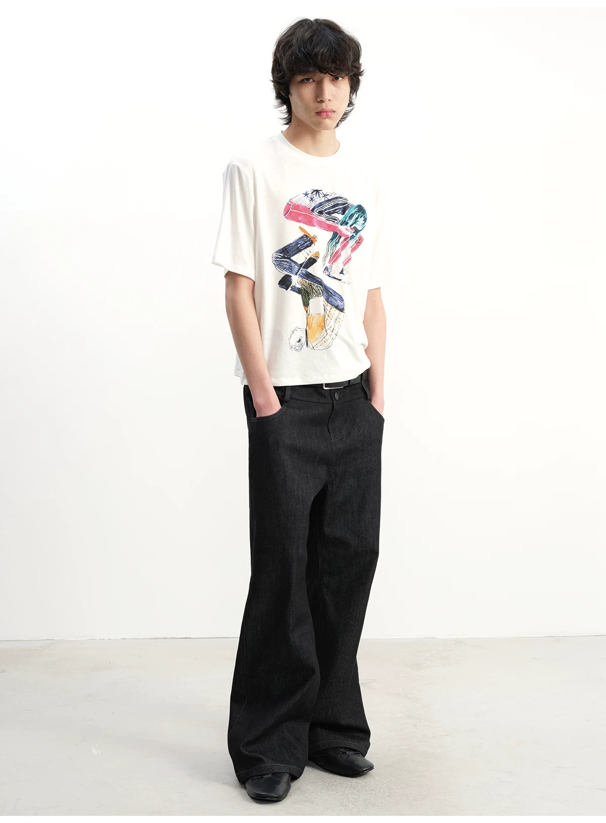 Double Waist Flared Denim Jeans