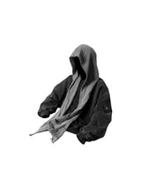Washed Detachable Ripped Hood Grey Sweatshirt