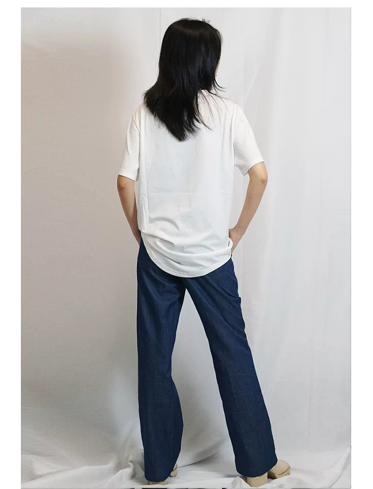 Unisex White Printed Modal V-Neck Tees