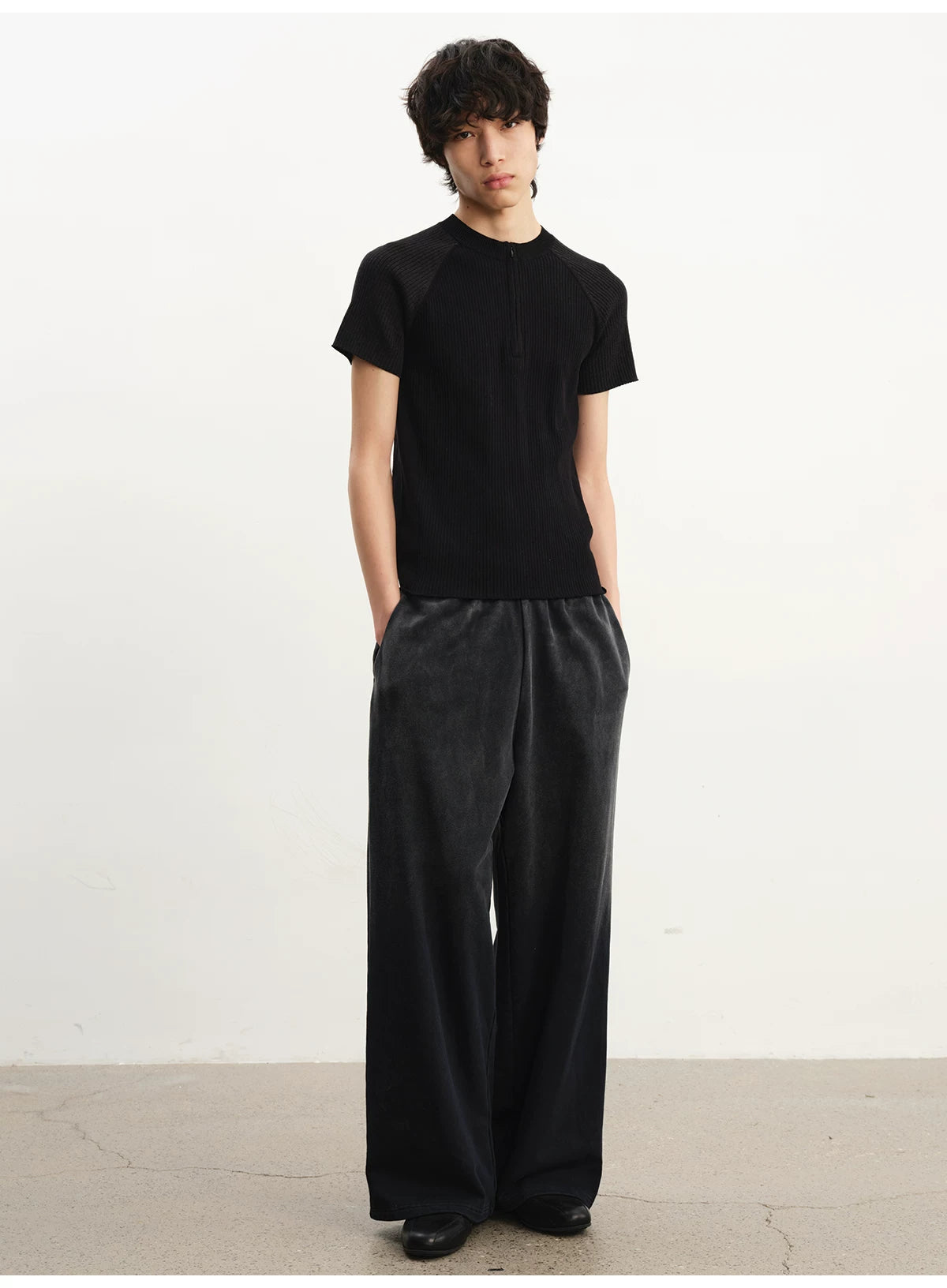Faded Cotton Straight Loose Pants