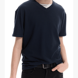 3-Tone Patchwork V-Neck Waffle Tee