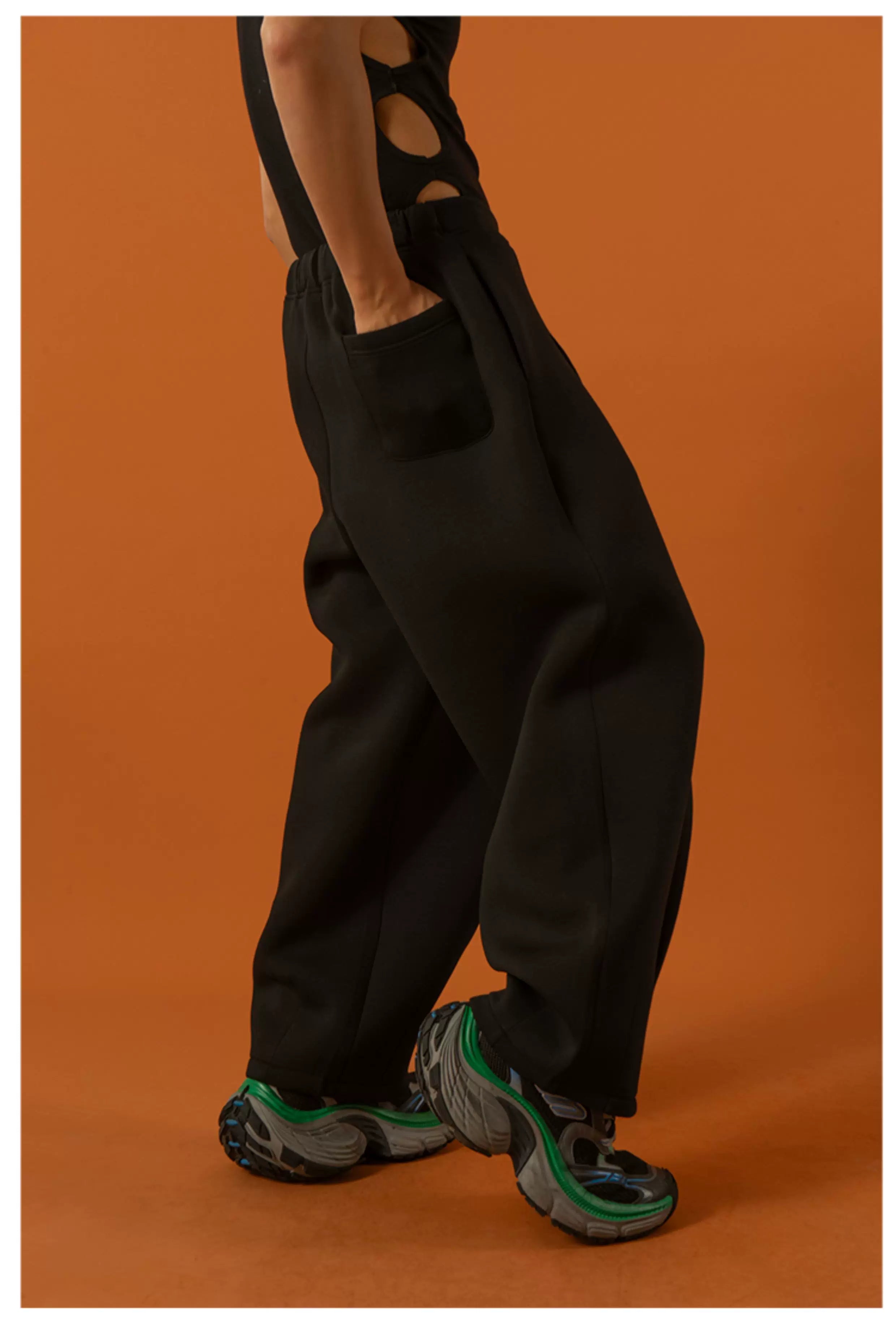 Men's Black Gray Loose Straight Sweatpants