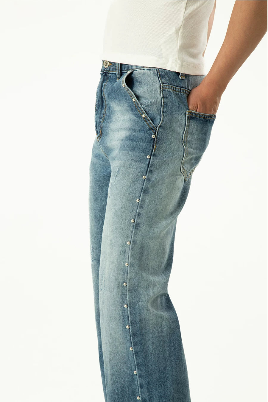 Men's Blue Black Rivet Flare Jeans