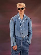 Detachable Zipper Star Cropped Denim Jacket