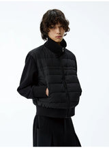 Lightweight Ribbed Stand Collar Down Jacket