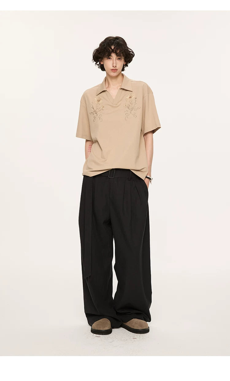 Embroidered Seagull V-neck Polo Shirts