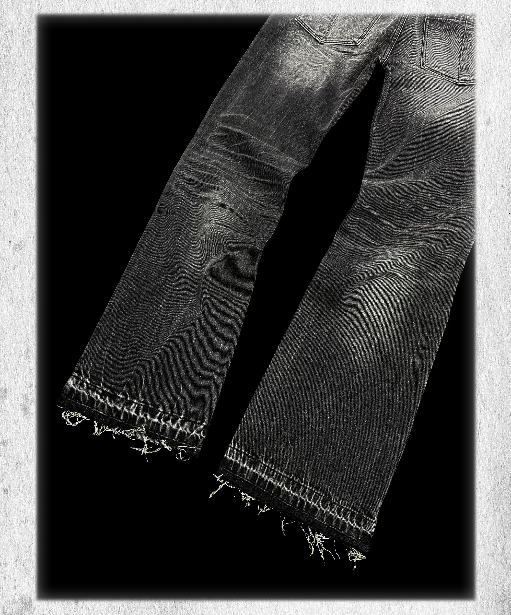Heavy Washed Loose Flared Stacked Jeans