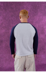 Men's Long Two-tone Raglan Knit Sweater