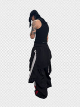 Double Waistband Two-In-One Black-Red Racing Pants