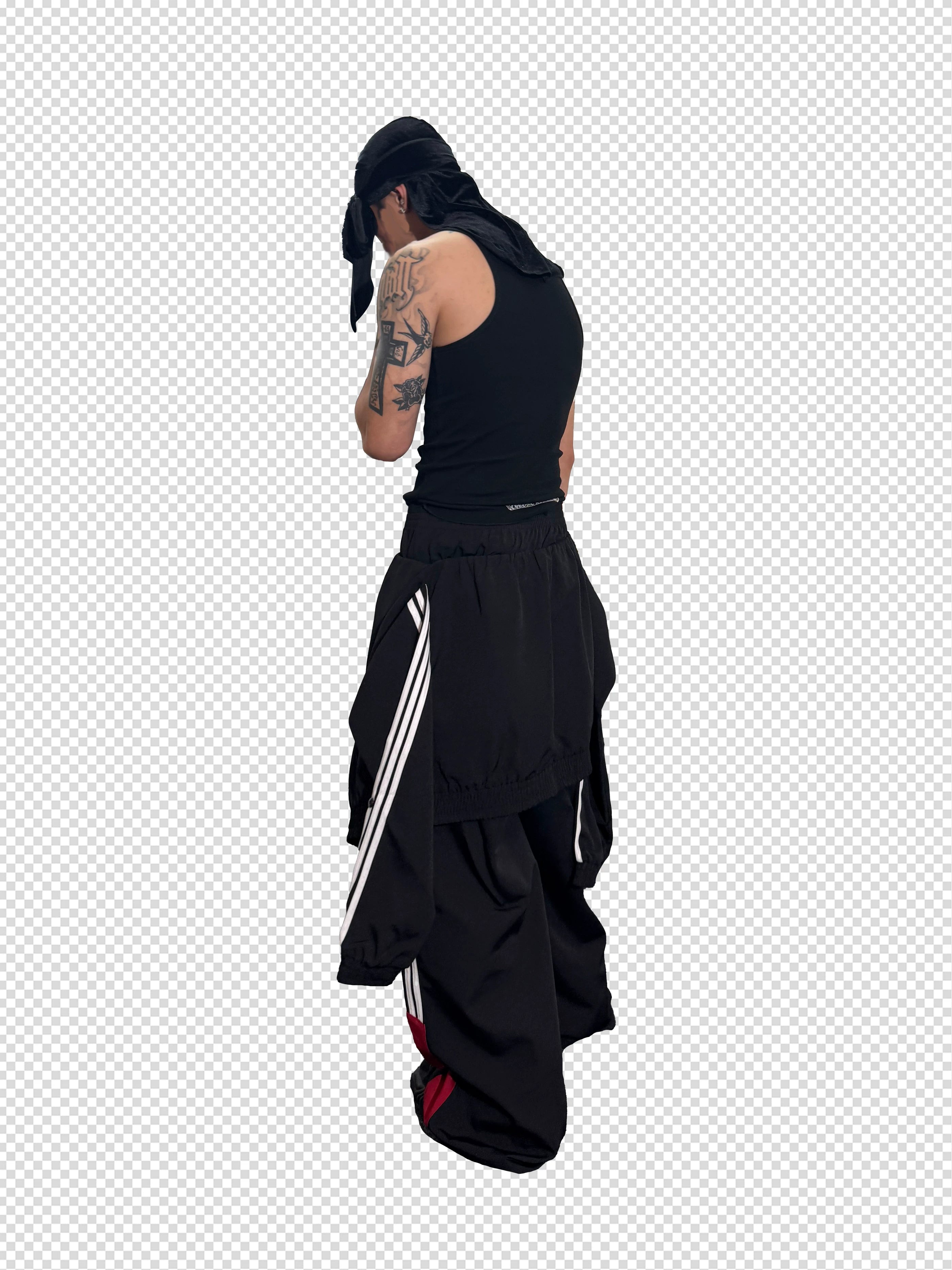 Double Waistband Two-In-One Black-Red Racing Pants