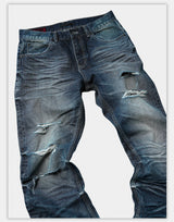 Distressed Red Selvedge Straight Jeans