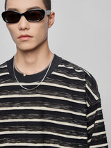 Striped Raw Edge Long Sleeve Tee