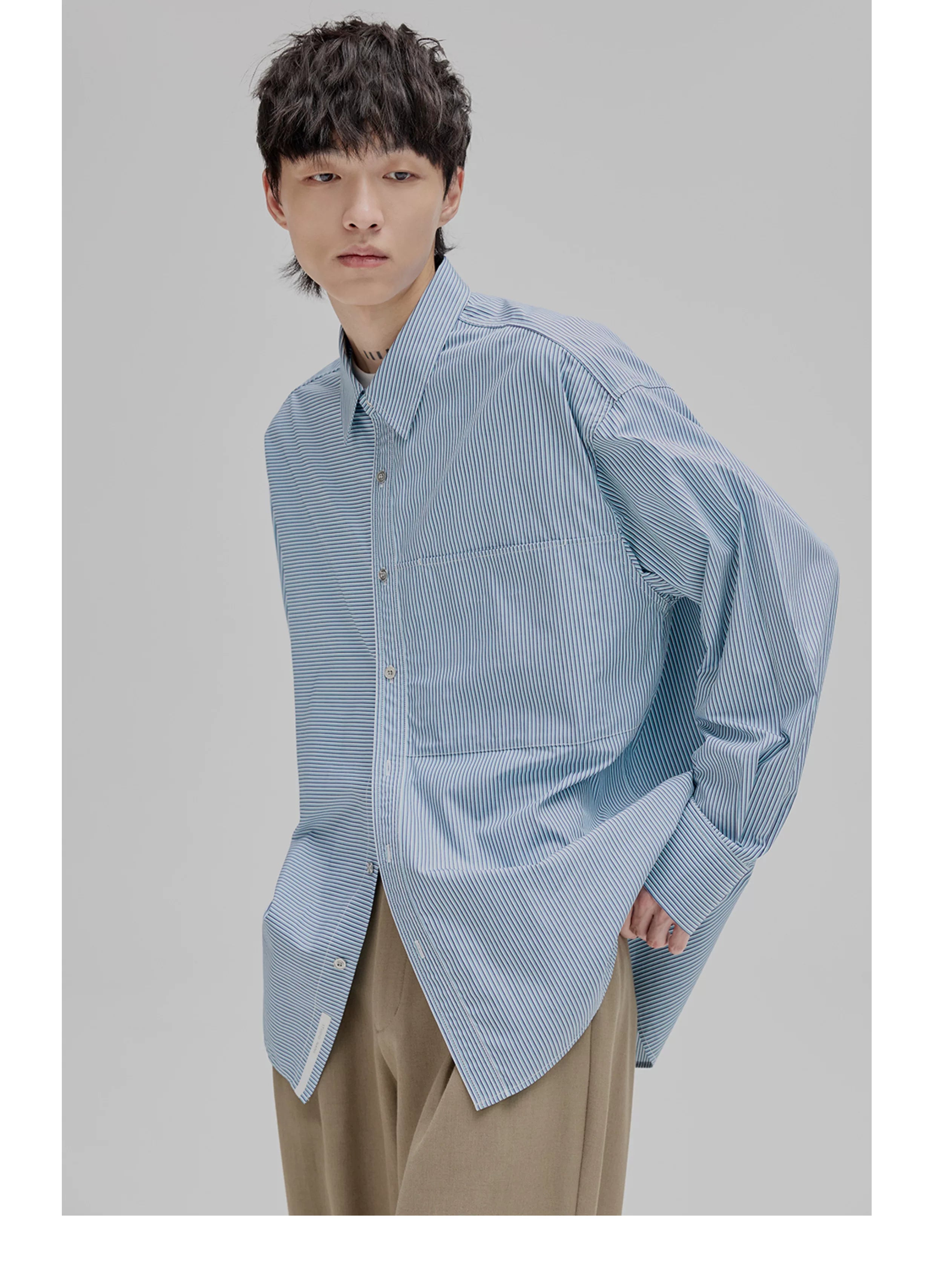 Striped Paneled Pocket Shirt
