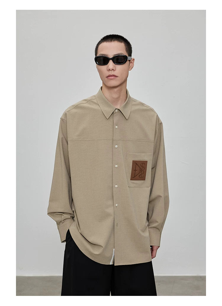 Relaxed Fit Leather Patch Pocket Shirt