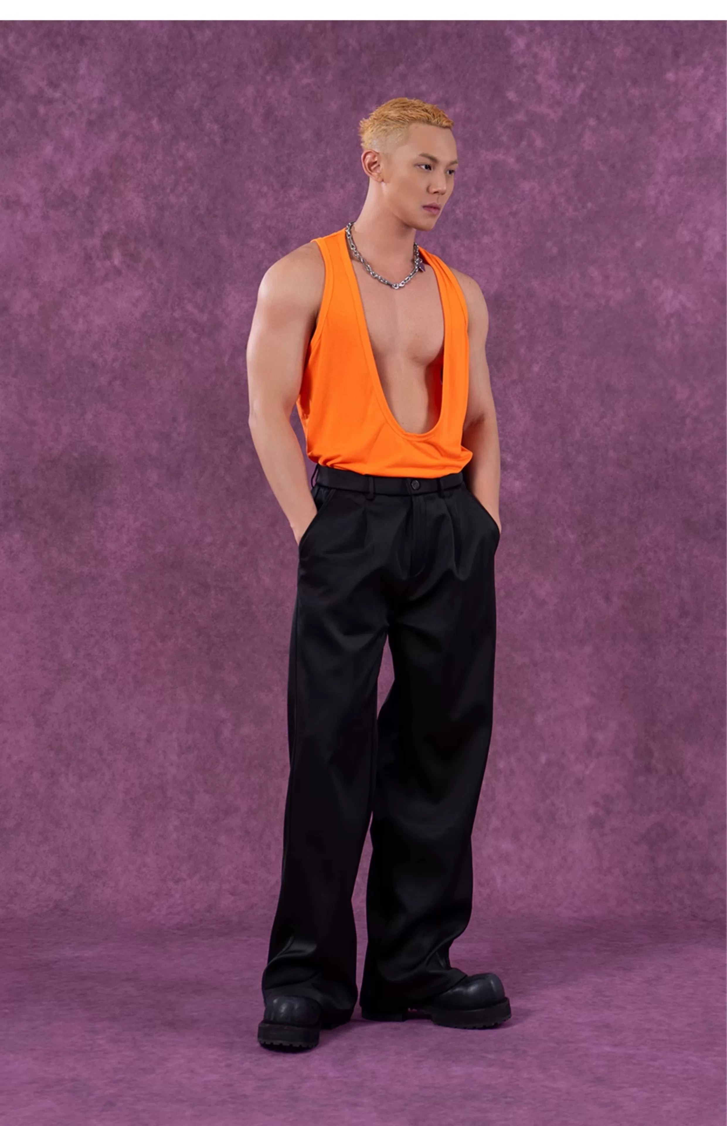 Men's Colorful Deep V Sports Tank