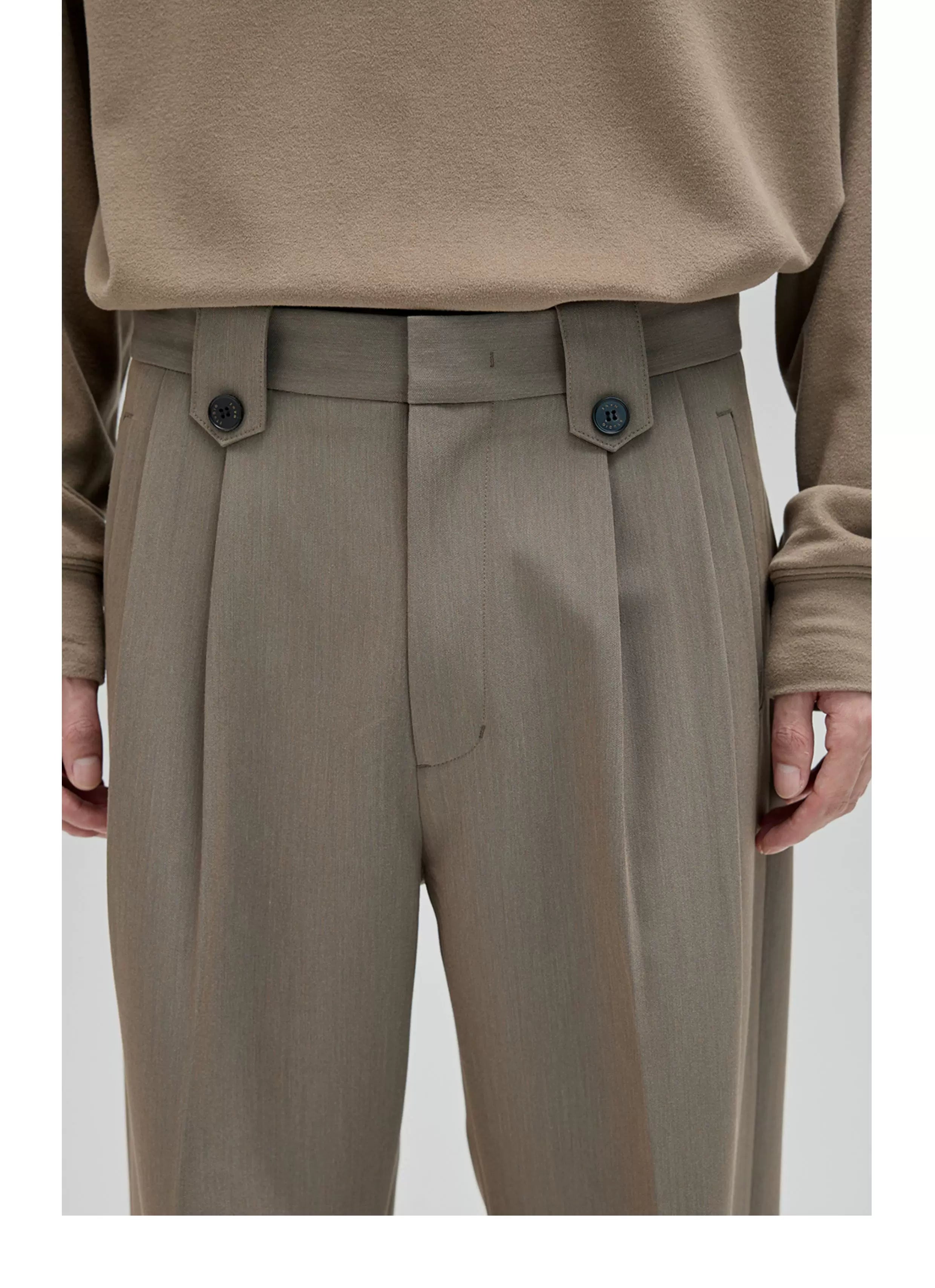 Vintage Pleated Wide Waist Casual Pants
