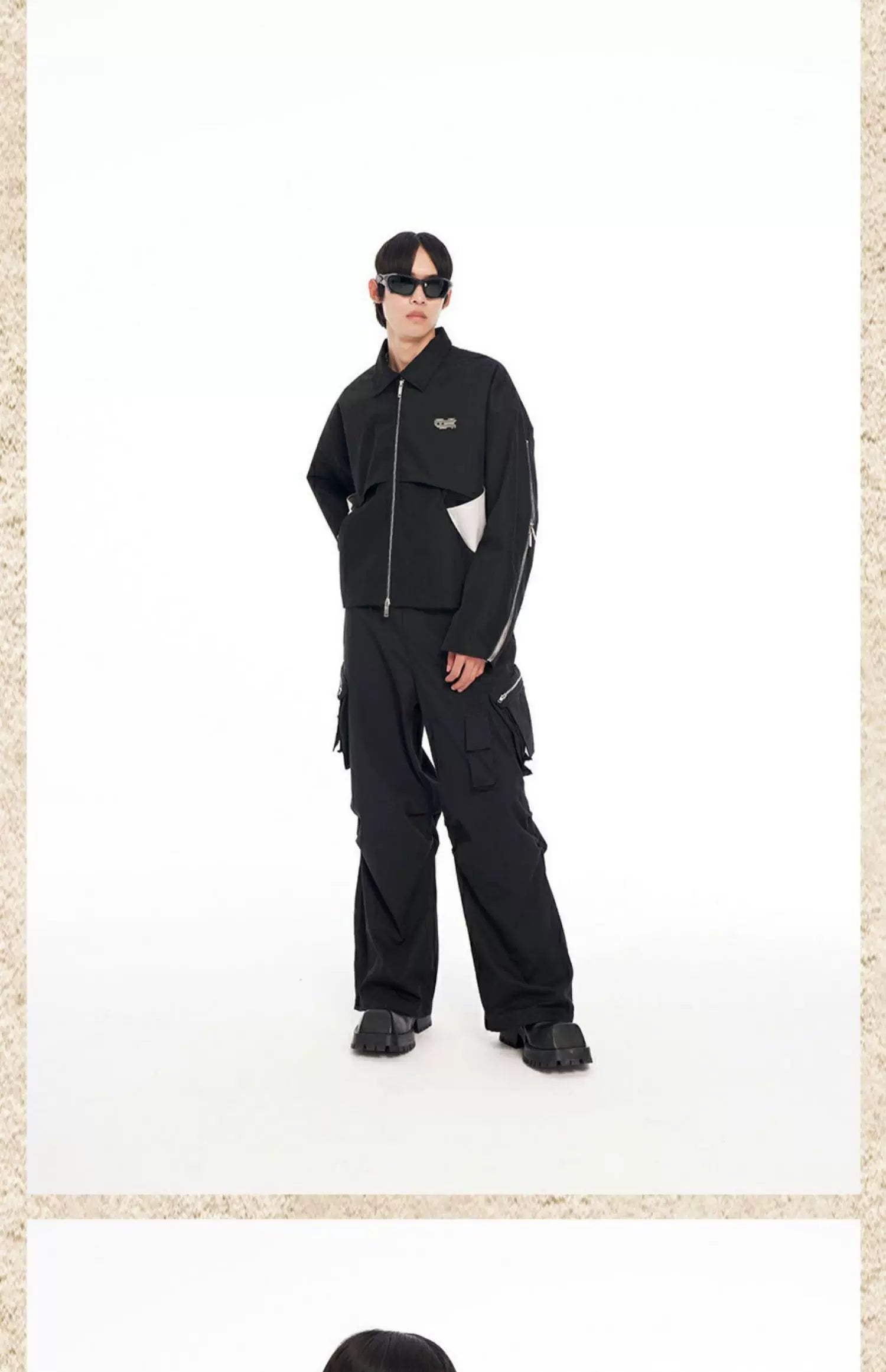 Men's Loose Short Patchwork Zip Jacket