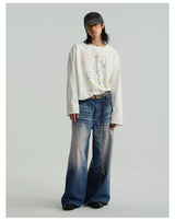 Icy Blue Vintage Coated Baggy Jeans