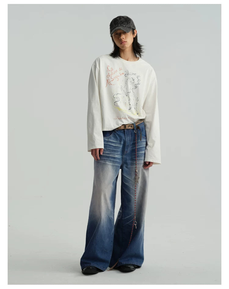 Icy Blue Vintage Coated Baggy Jeans