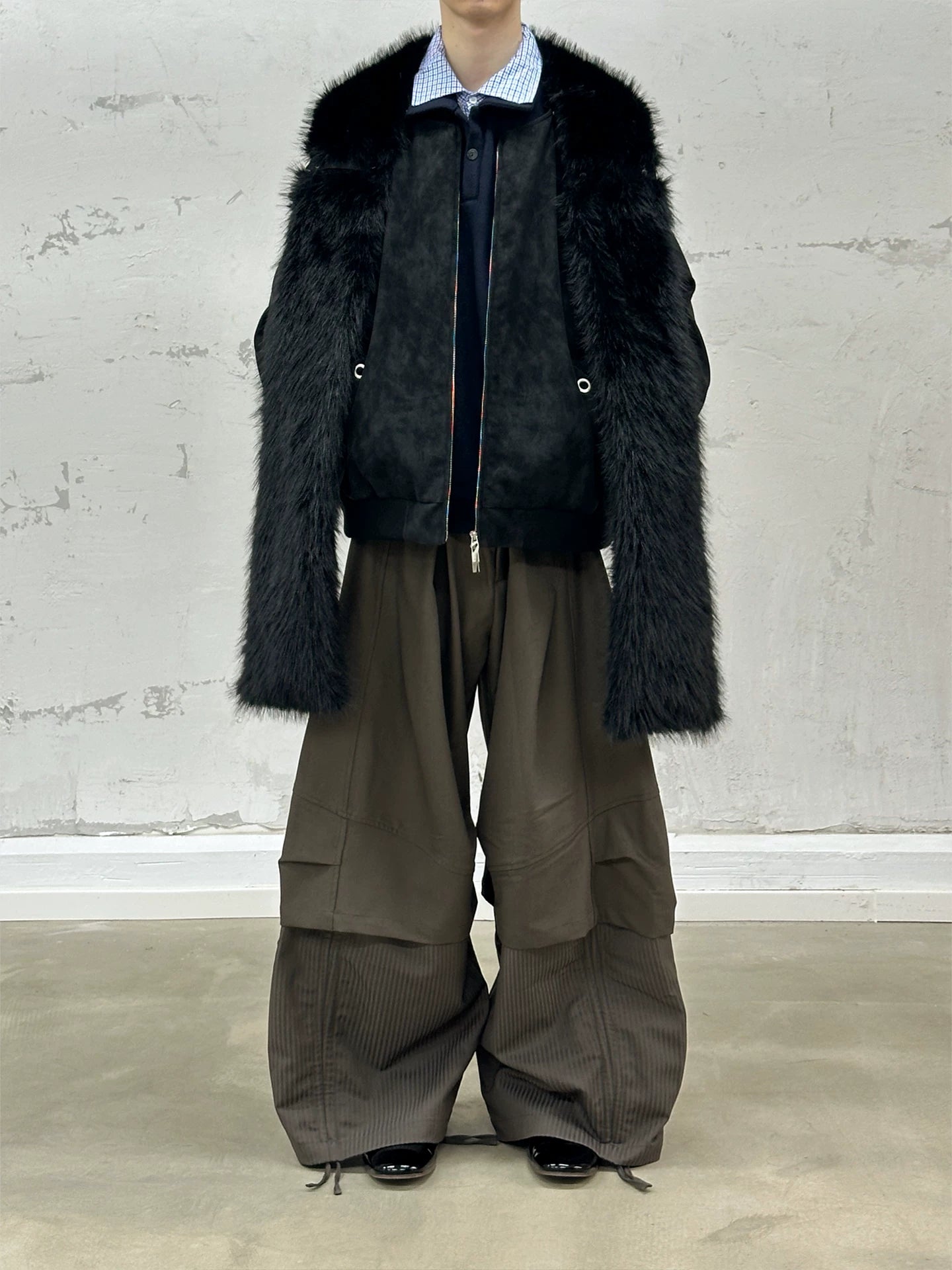 Detachable Scarf Hooded Frosted Leather Coat