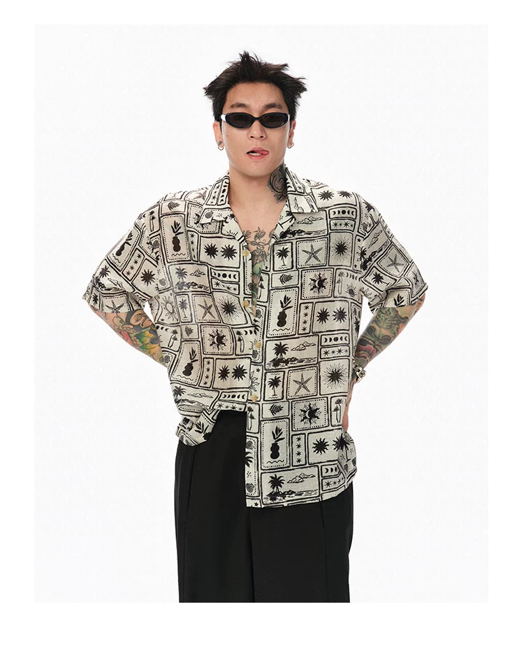 Island Star Linen Blend Hawaiian Shirt