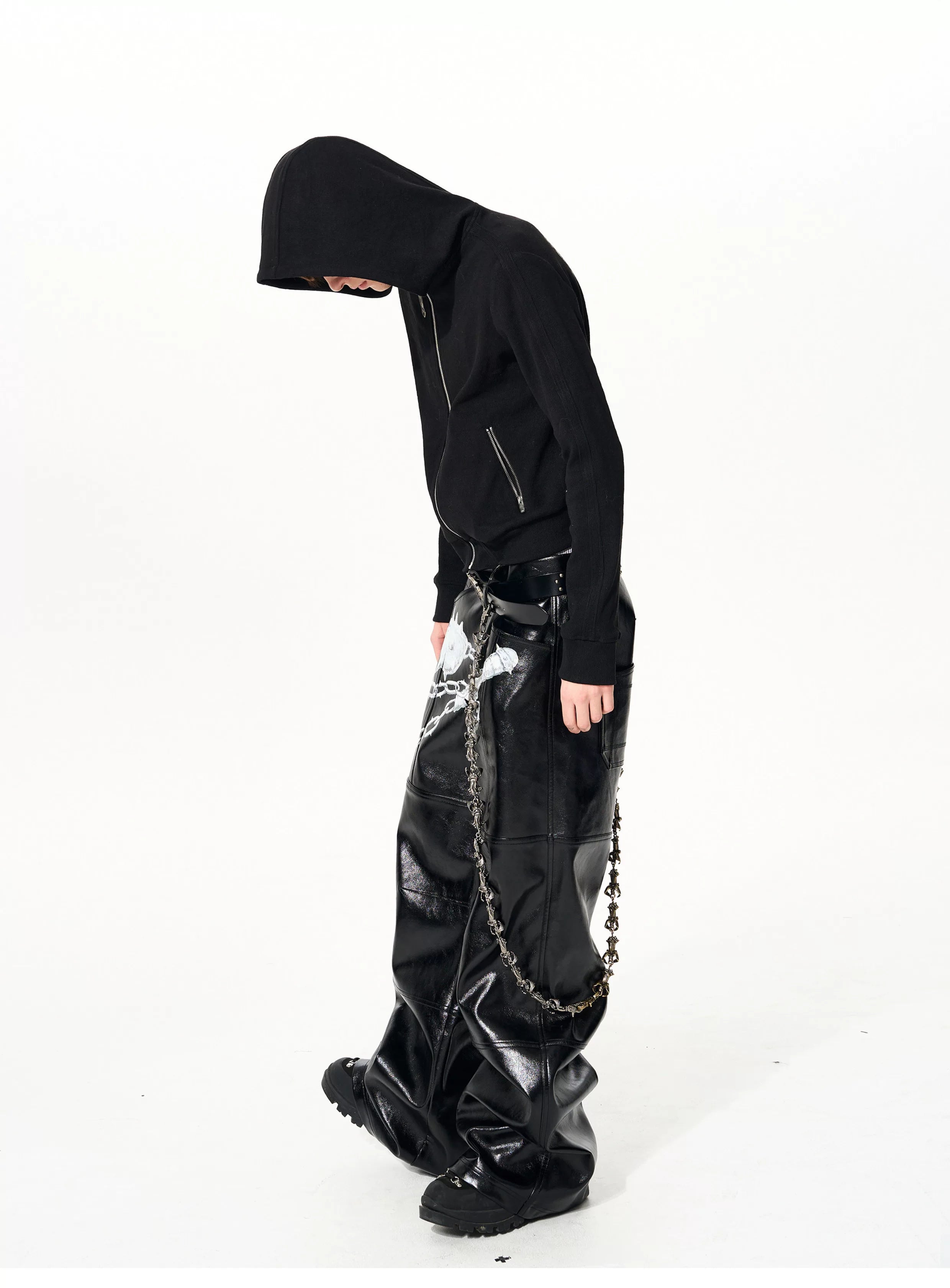 Men's Black Skull Cross Zip Hoodie