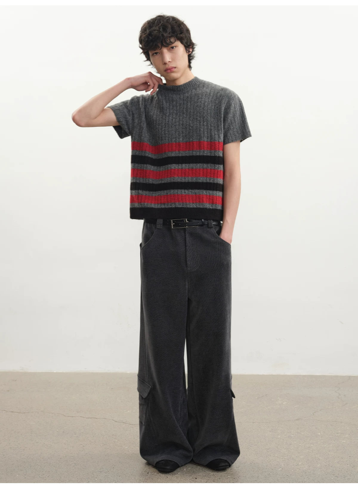 Faded Gray Side Pocket Corduroy Pants