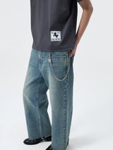 Turkish Washed Frayed Straight Jeans