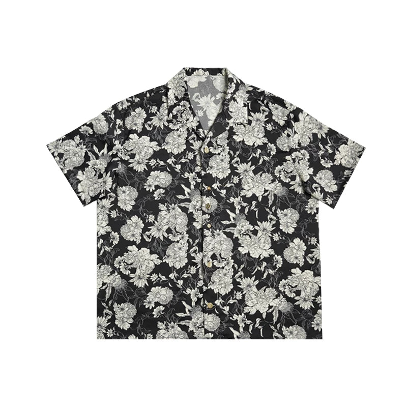 Vintage Hawaiian Camellia Short Sleeve Shirt