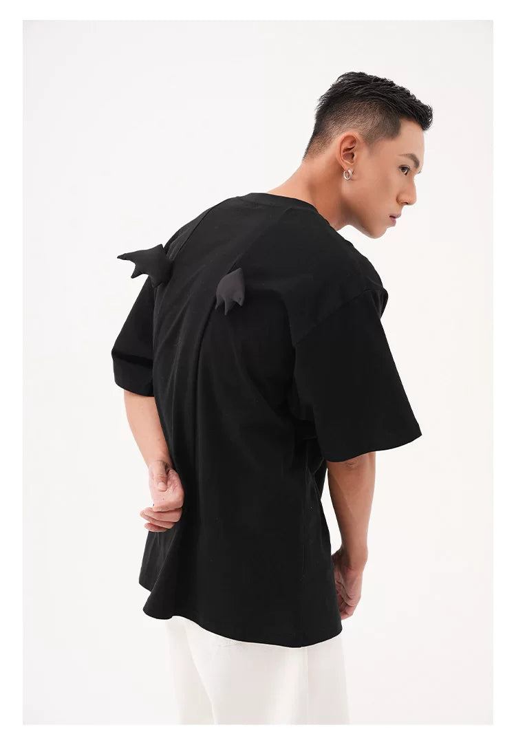 Black Sequin Devil Wing Tee