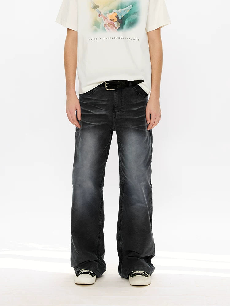 Men's Washed Fleece Relaxed Straight Jeans