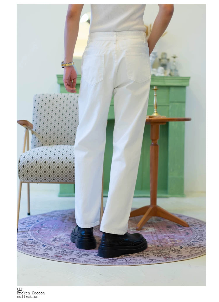 Men's Vintage White Wide Leg Jeans